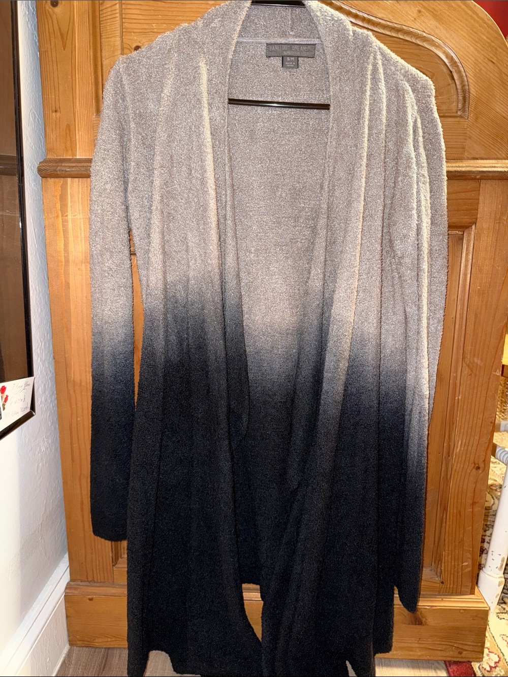Barefoot Dreams Ombre Open-Front Cardigan in Gray and Black